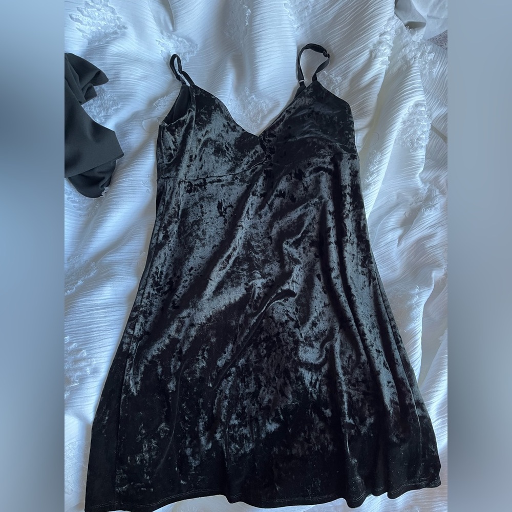 Francesca’s As U Wish Black Velvet Mini Dress